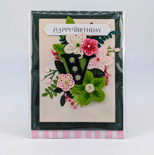 Stitched v Birthday Greeting Card