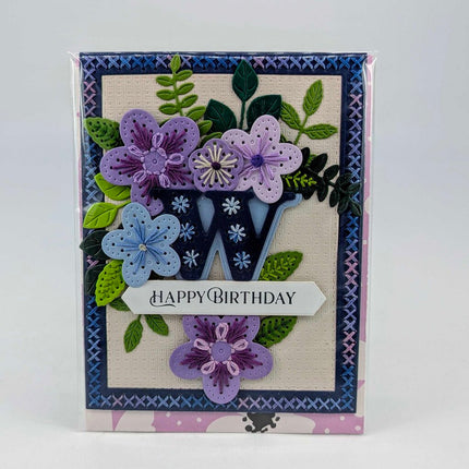 Stitched w Birthday Greeting Card