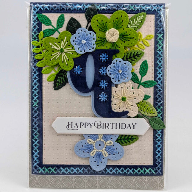 Stitched q Birthday Greeting Card