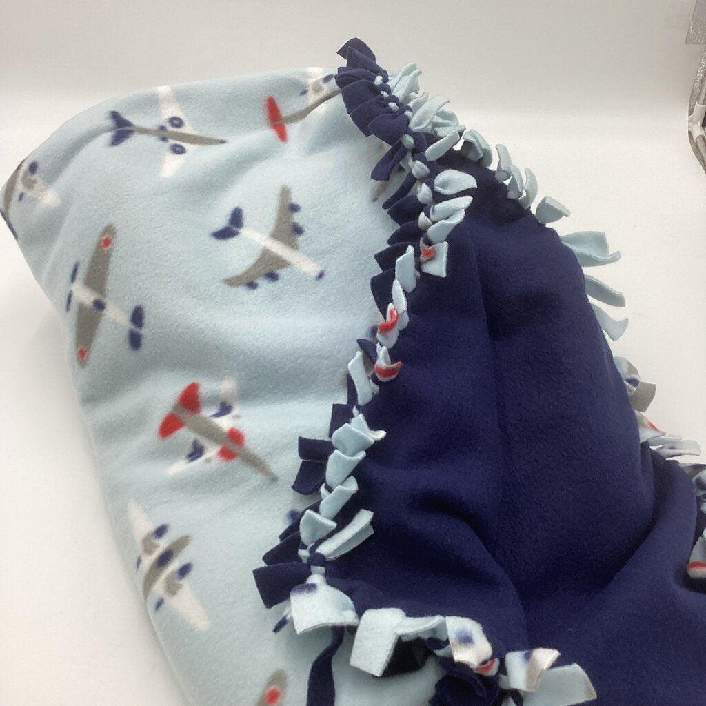 Fleece blanket Planes w/ blue