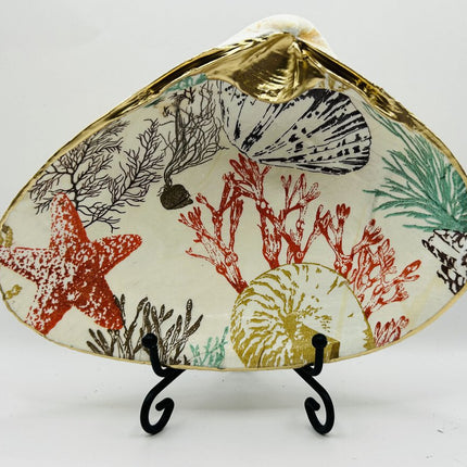 Brown/Orange Sea Life Clam Dish ASC (Old Orchard Beach, ME)