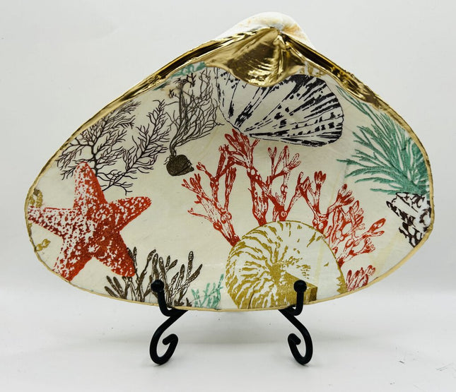 Brown/Orange Sea Life Clam Dish ASC (Old Orchard Beach, ME)