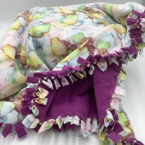 Fleece blanket pastel watercolors/ purple