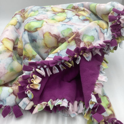 Fleece blanket pastel watercolors/ purple