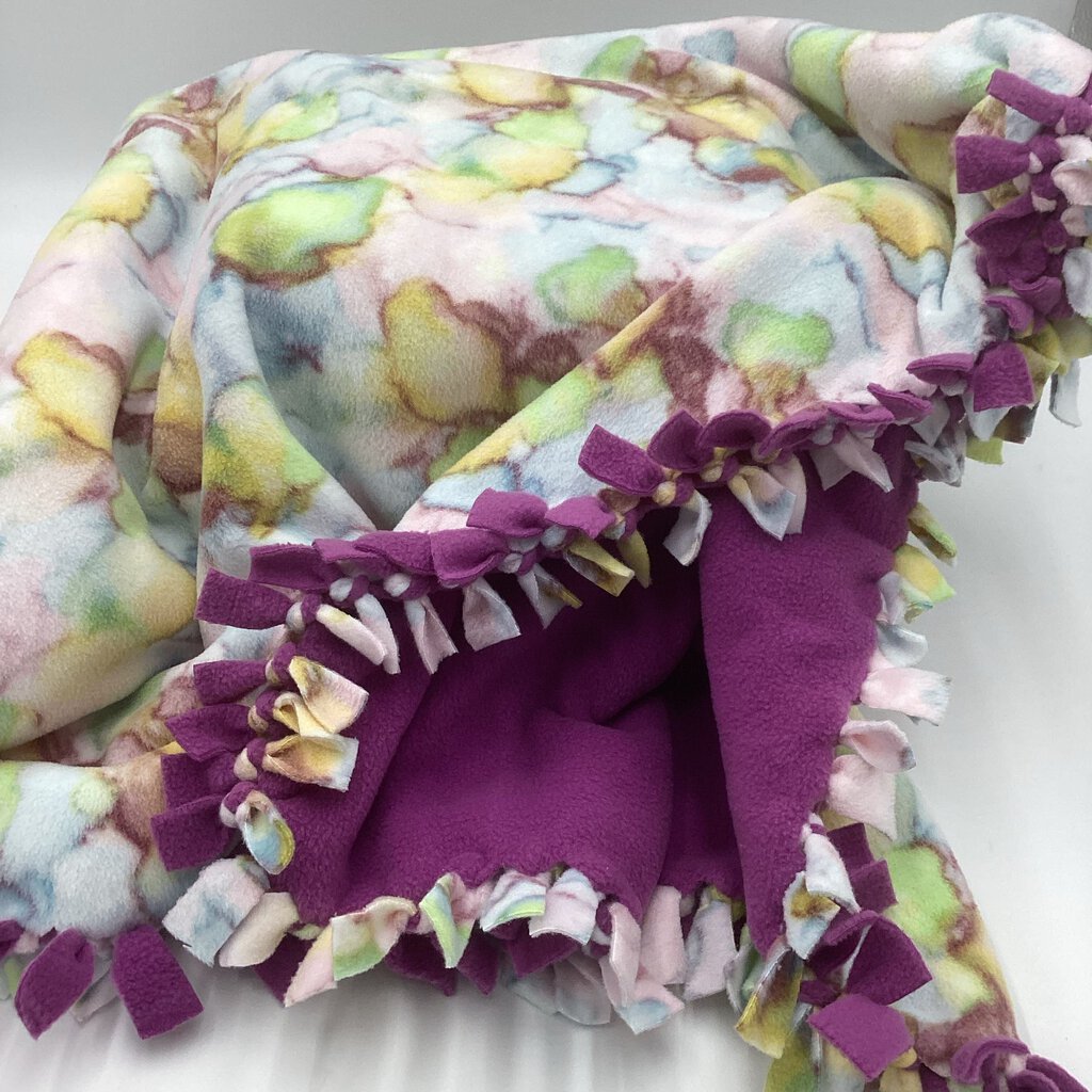 Fleece blanket pastel watercolors/ purple