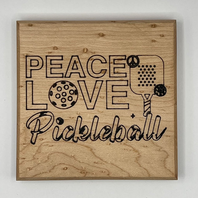 Coaster - Peace Love Pickleball peace sign