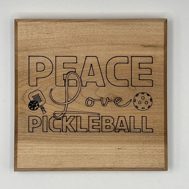 Coaster - Peace Love Pickleball - 1 paddle 2 ball