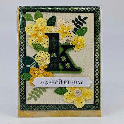 Stitched k Birthday Greeting Card