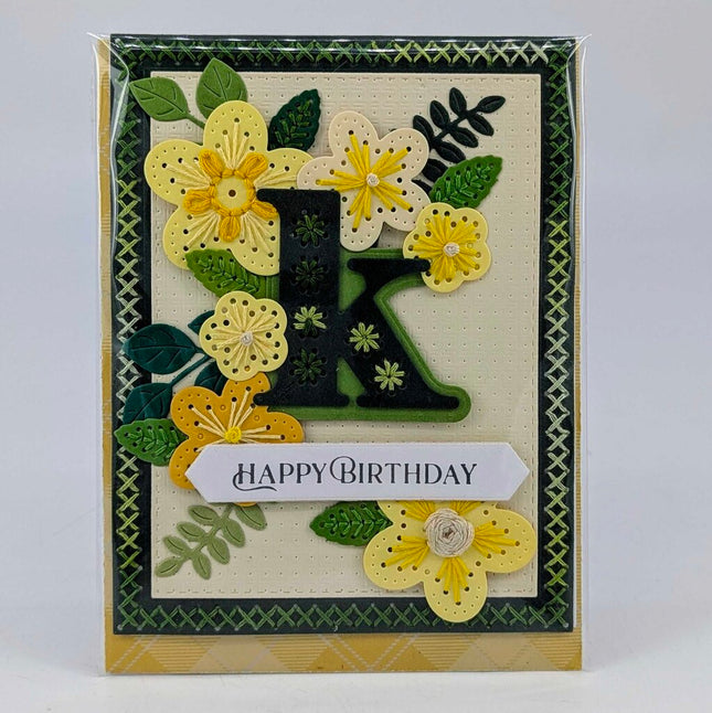Stitched k Birthday Greeting Card