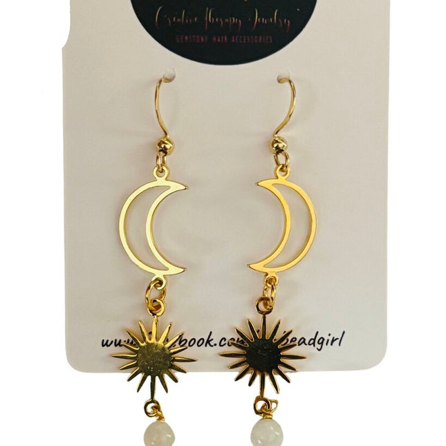 Stainless steel gold plated moon and sun citrine