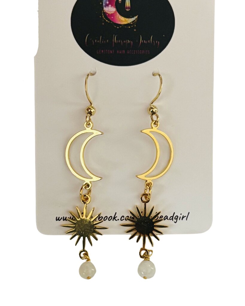 Stainless steel gold plated moon and sun citrine