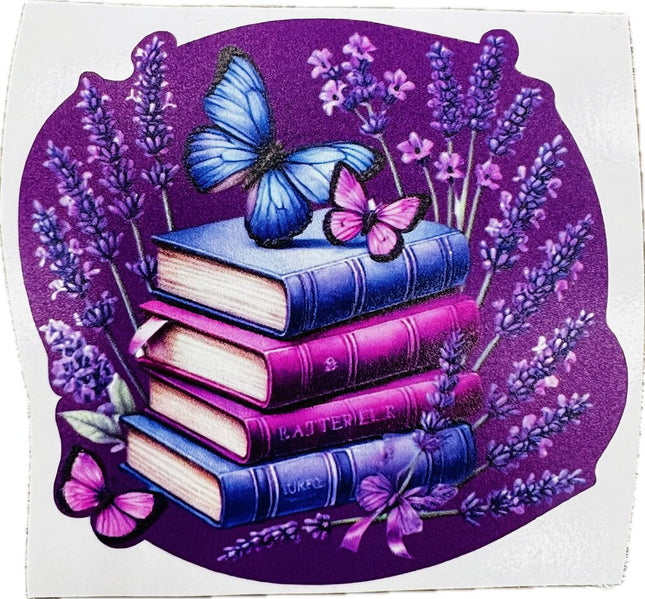 Sticker - Purple Books Multi Butterflies