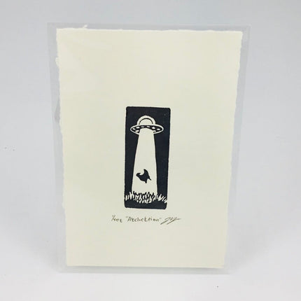 Abclucktion - UFO Chicken Eraser Art Print