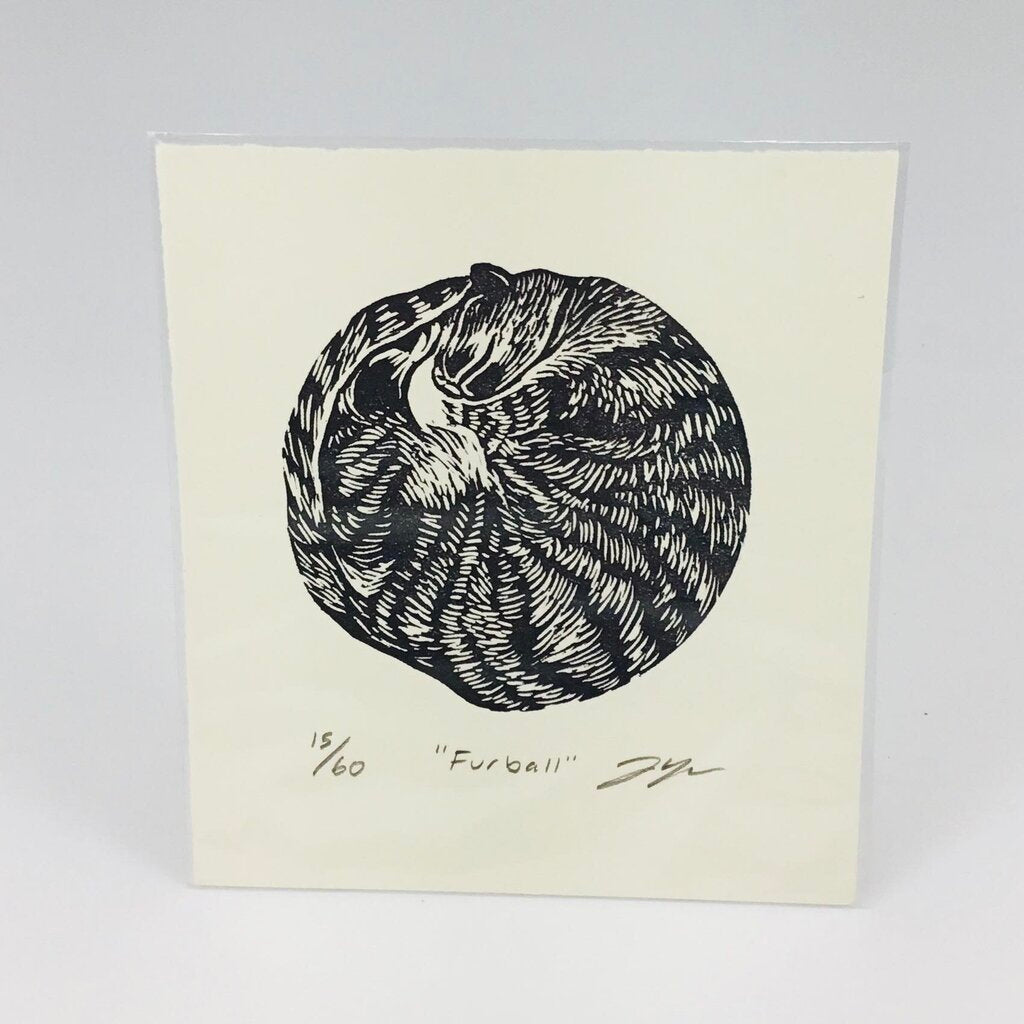 Furball - Sleeping Cat Circle Large Eraser Art Print