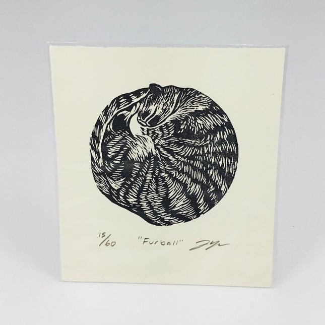 Furball - Sleeping Cat Circle Large Eraser Art Print