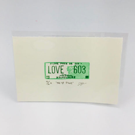 NH <3 Plate - New Hampshire License Plate Eraser Art Print