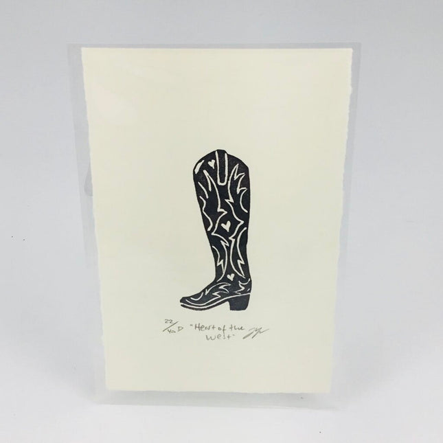 Heart of the West - Cowgirl Boot Eraser Art Print BLACK