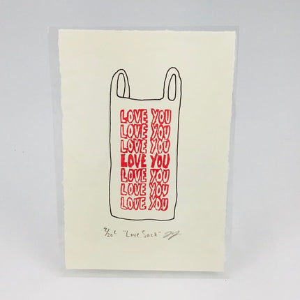 Love Sack - Thank You Plastic Bag Eraser Art Print