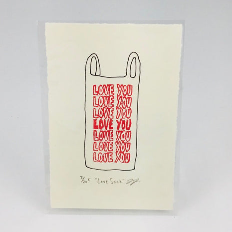 Love Sack - Thank You Plastic Bag Eraser Art Print