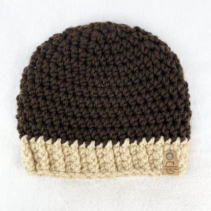 Beanie Hat (Adult) - Chocolate with Sand Brim
