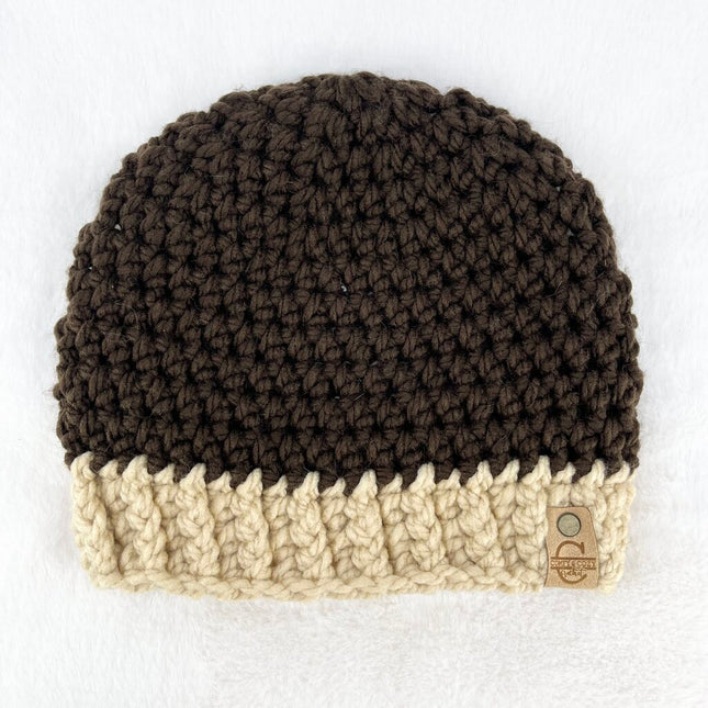Beanie Hat (Adult) - Chocolate with Sand Brim