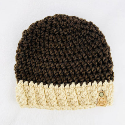 Beanie Hat (Child) - Chocolate with Sand Brim