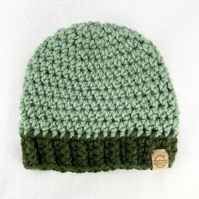Beanie Hat (Child) - Sage with Forest Brim