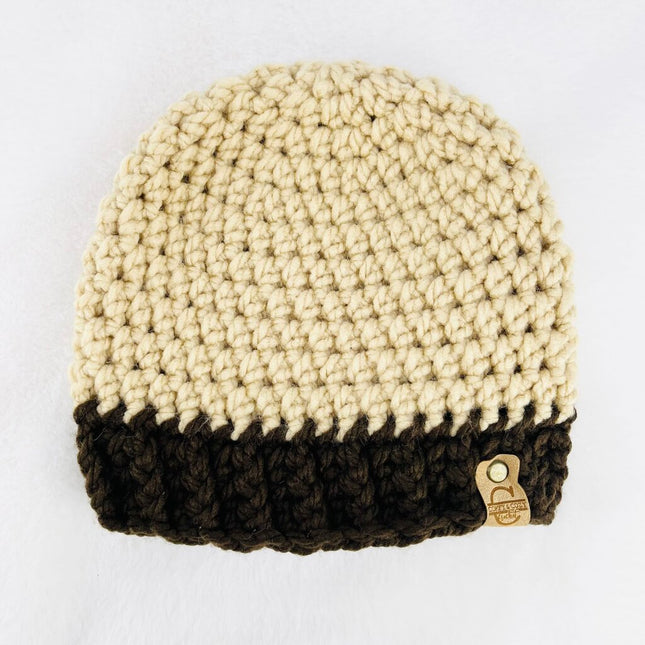 Beanie Hat (Child) - Sand with Chocolate Brim