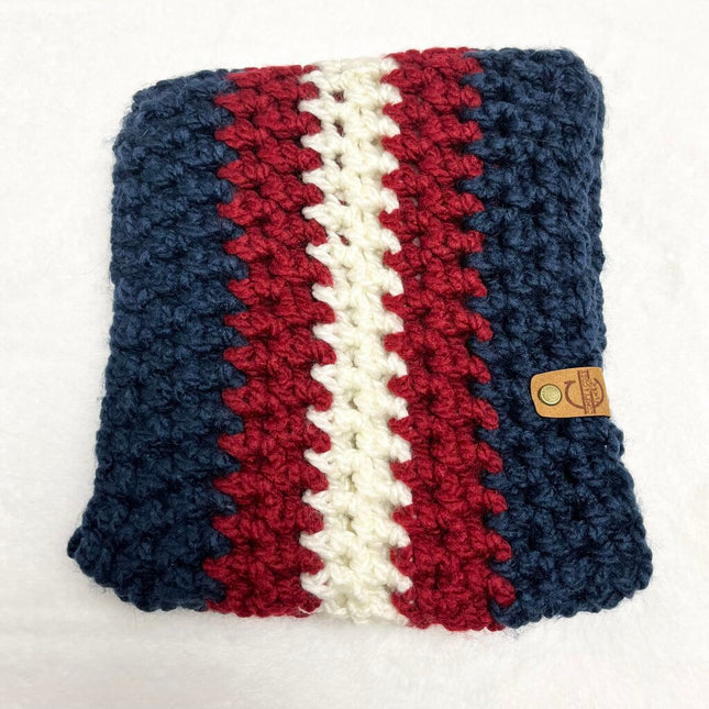 Chunky Infinity Scarf - Red, White, & Blue