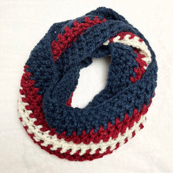 Chunky Infinity Scarf - Red, White, & Blue - view 2
