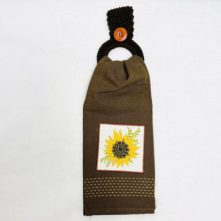 Hanging Towel Set - Brown with Sunflower