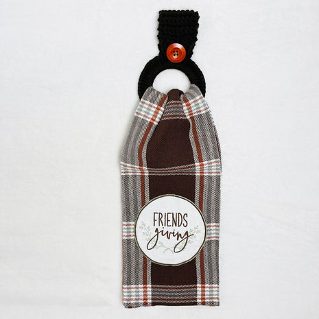 Hanging Towel Set - Friendsgiving On Brown Plaid