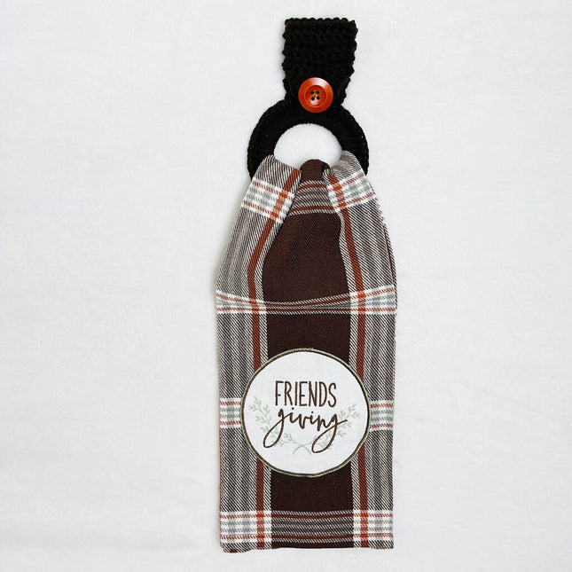 Hanging Towel Set - Friendsgiving On Brown Plaid