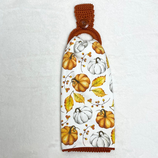 Hanging Towel Set - Orange & White Pumpkins