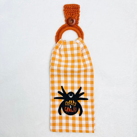 Hanging Towel Set - Orange Plaid with Spider