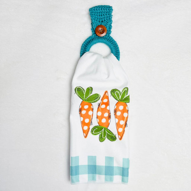 Hanging Towel Set - Plaid Easter Carrots
