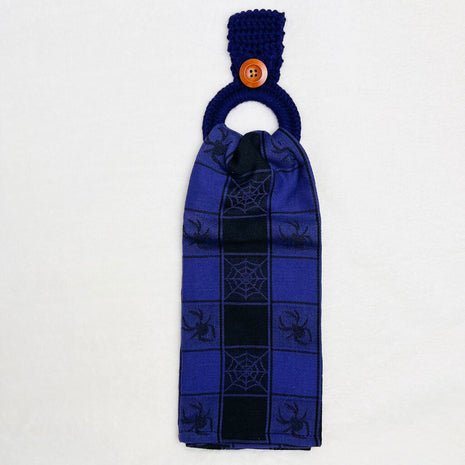 Hanging Towel Set - Purple Plaid with Spiders