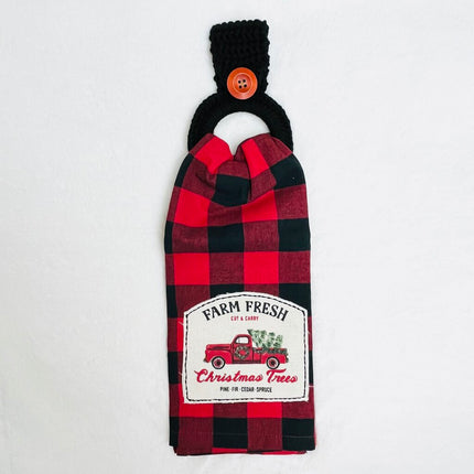 Hanging Towel Set - Red Buffalo Plaid with Red Truck