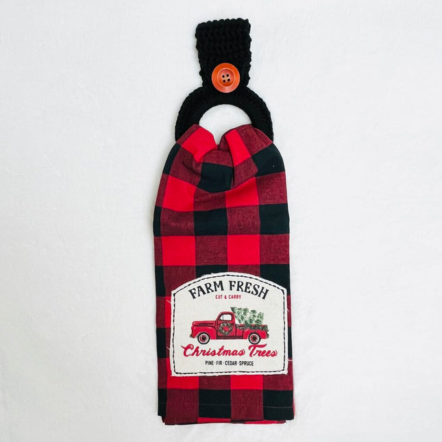 Hanging Towel Set - Red Buffalo Plaid with Red Truck