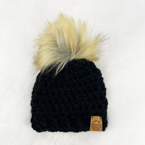 Pom Pom Hat (0-3 month) - Black