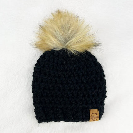 Pom Pom Hat (3-6 month) - Black