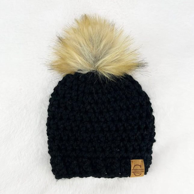 Pom Pom Hat (3-6 month) - Black