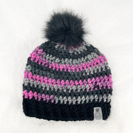 Pom Pom Hat (Adult) - Black Raspberry
