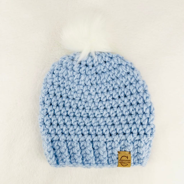 Pom Pom Hat (6-18 month) - Light Blue
