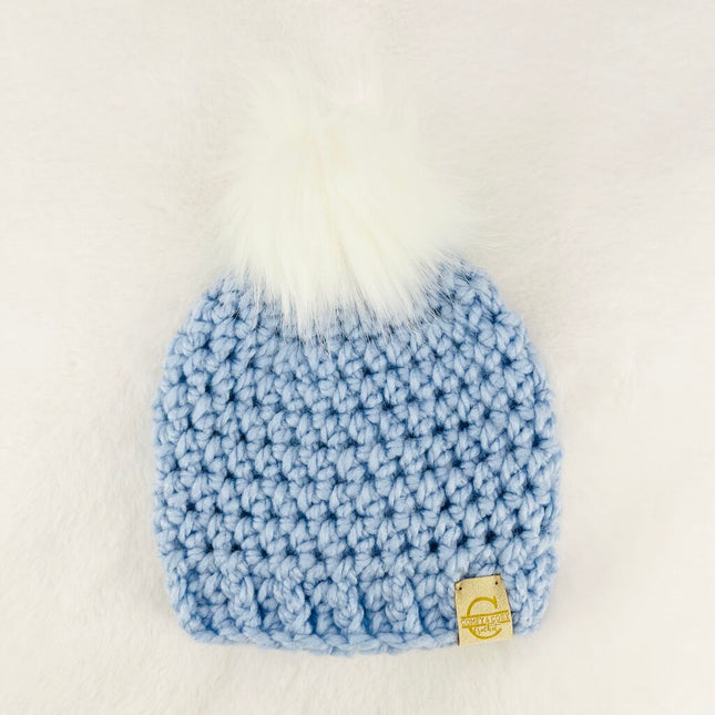 Pom Pom Hat (3-6 month) - Light Blue