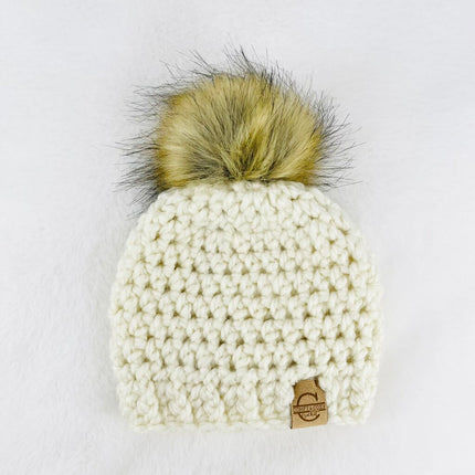 Pom Pom Hat (3-6 month) - Off White