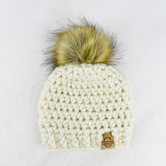 Pom Pom Hat (3-6 month) - Off White