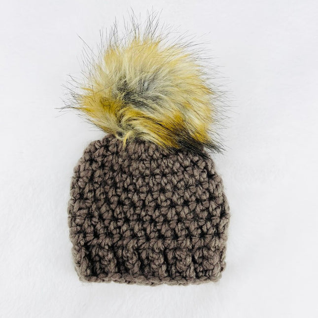 Pom Pom Hat (0-3 month) - Pecan