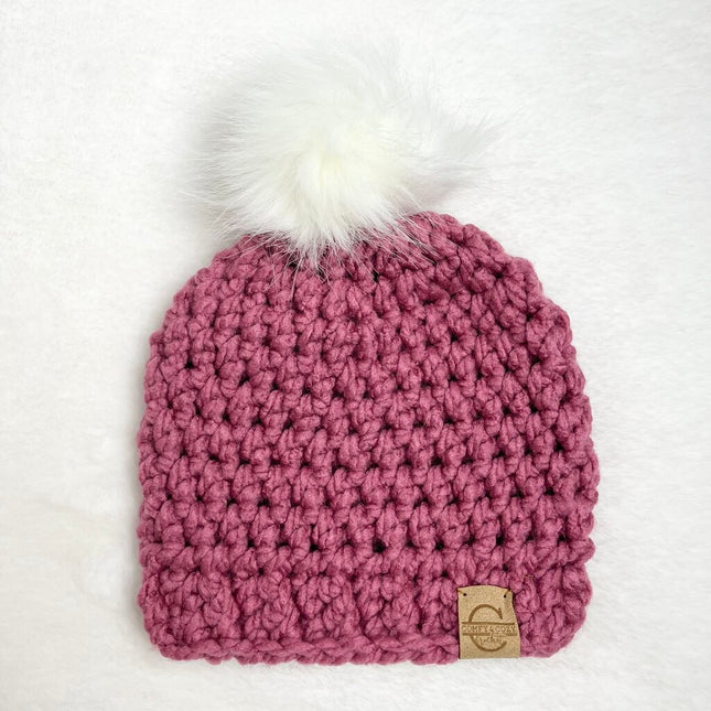 Pom Pom Hat (3-6 month) - Rose