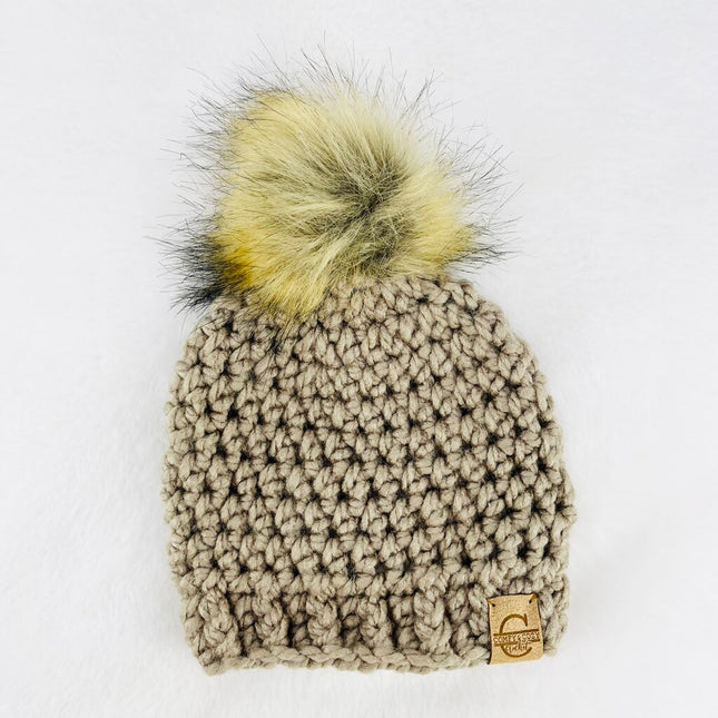 Pom Pom Hat (3-6 month) - Taupe
